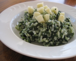 Risotto agli spinaci con crema di zafferano