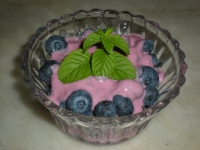 Dessert di mirtilli neri e yogurt ai frutti di bosco