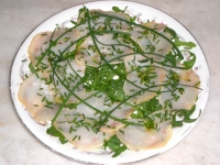 Pesce spada affumicato con rucola in salsa citronette