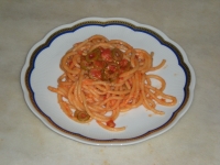 Pici al pomodoro ed olive 